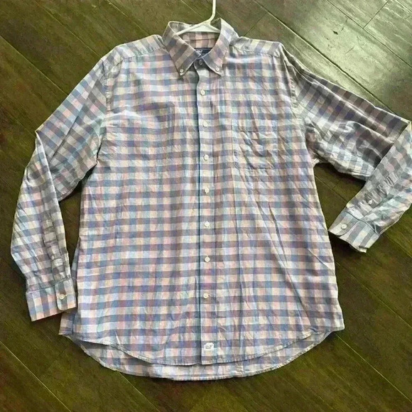 Vineyard Vines Slim Fit Murray Shirt Button Front Long Sleeve Pink Blue Plaid XL - Picture 1 of 4